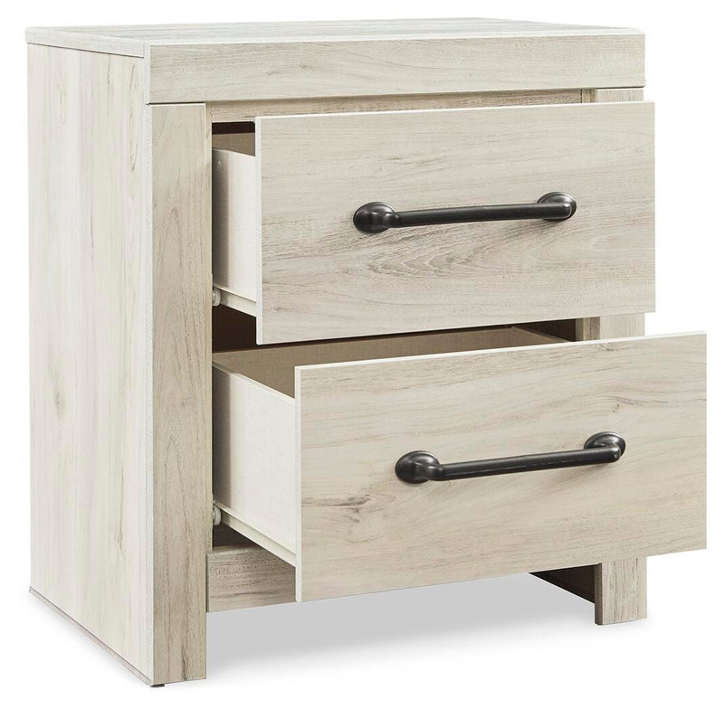 Ashley Furniture Cambeck nightstand with open storage shelf and top surface, in a modern wood finish.