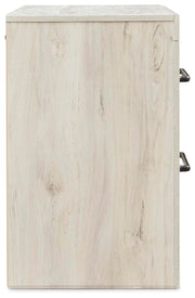 Ashley Furniture Cambeck nightstand with a dark wood finish, featuring a single drawer and open shelf for bedroom storage.