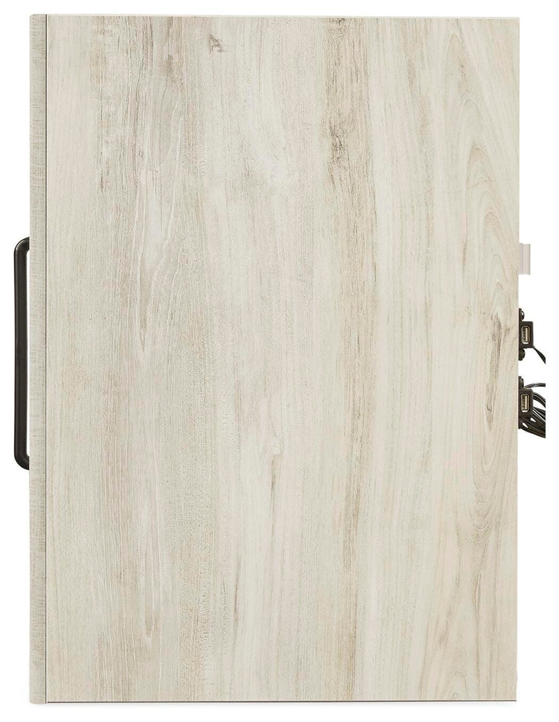 Ashley Furniture Cambeck Nightstand with wood top and storage drawer, featuring a modern design and dark finish.