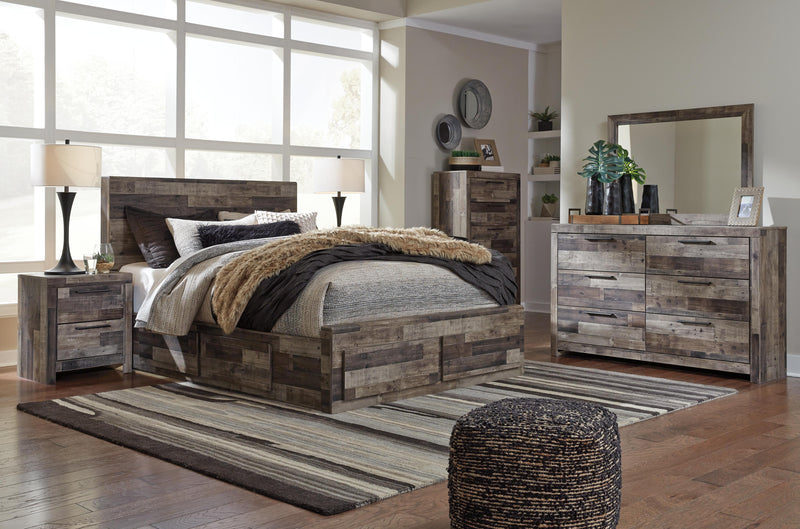 Ashley Furniture Derekson youth bed with six spacious storage drawers in a modern design, perfect for kids' bedrooms.