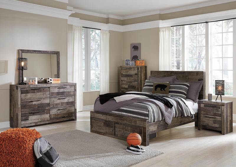 Ashley Furniture Derekson Youth Bed with a sturdy frame, featuring a modern design in a natural wood finish.