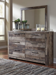 Derekson dresser with matching mirror from Ashley Furniture, featuring sleek wood finish and modern design for bedroom storage.