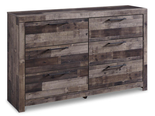 Ashley Furniture Derekson dresser with sleek dark wood finish and multiple drawers, modern bedroom storage solution.