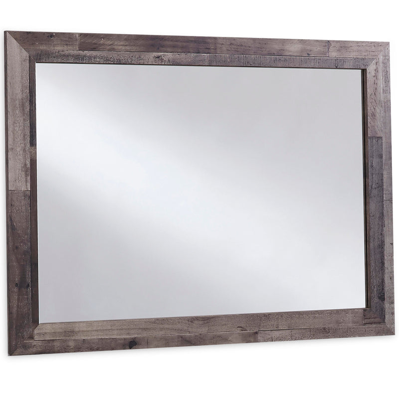Ashley Furniture Derekson bedroom mirror, angled view showing the sleek frame and reflective glass, ideal for bedroom decor.