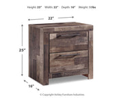 Ashley Furniture Derekson nightstand with a dark wood finish and sleek drawer handles, showcasing a modern bedroom storage solution.