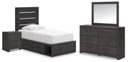 Ashley Furniture Hollivern bedroom set includes a bed, dresser, and nightstands with elegant wood finish and modern design.