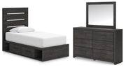 Ashley Furniture Hollivern Bedroom Set with bed frame, nightstands, and dresser in a modern bedroom design.