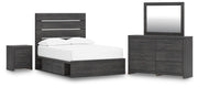 Ashley Furniture Hollivern bedroom set with a modern bed frame, matching nightstands, and coordinated bedroom decor in a stylish design.