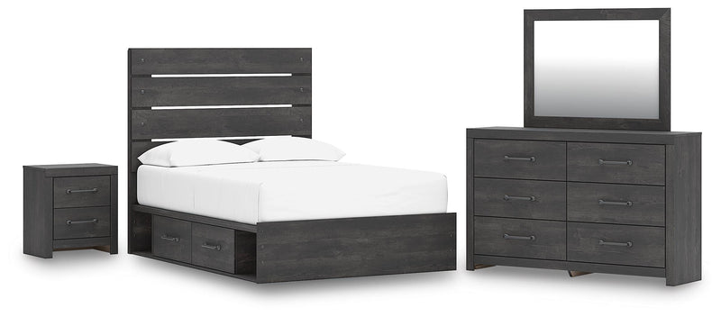 Ashley Furniture Hollivern bedroom set with a modern bed frame, matching nightstands, and coordinated bedroom decor in a stylish design.