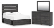 Ashley Furniture Hollivern bedroom set featuring a bed frame, nightstands, and dresser with modern design and wood finish.