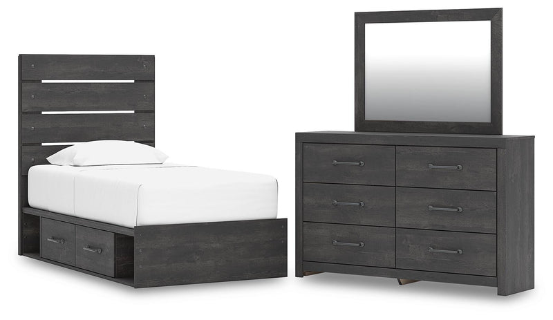 Ashley Furniture Hollivern bedroom set featuring a bed frame, dresser, and nightstands with elegant wood finish and modern design.