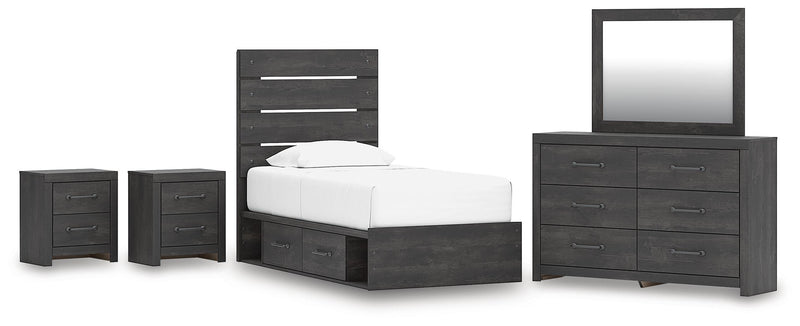 Ashley Furniture Hollivern bedroom set with a modern bed frame, matching nightstands, and stylish bedding in a cozy bedroom scene.