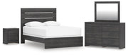 Ashley Furniture Hollivern bedroom set with a modern bed frame, matching nightstands, and coordinated bedroom furniture in stylish design.