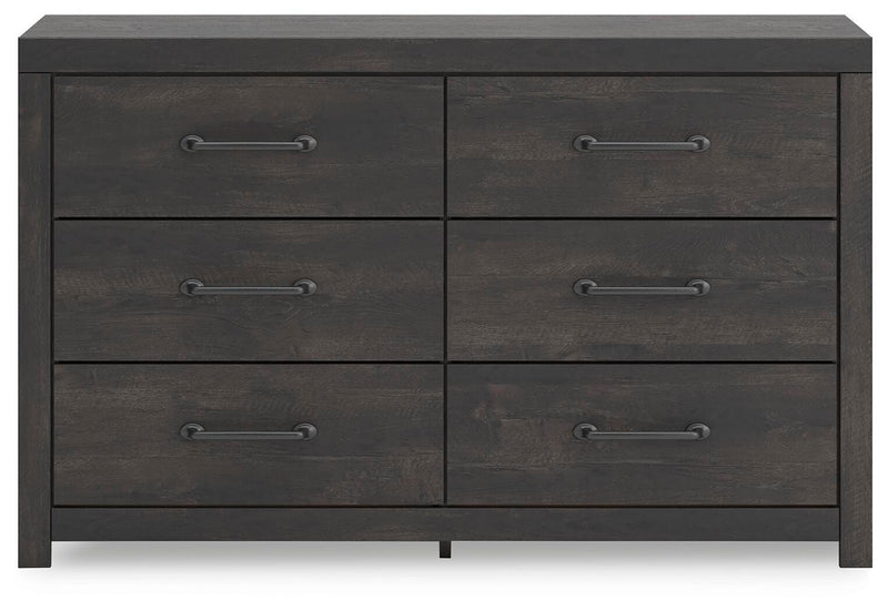Ashley Furniture Hollivern dresser with matching mirror, featuring a sleek wood finish and modern design for bedroom storage.