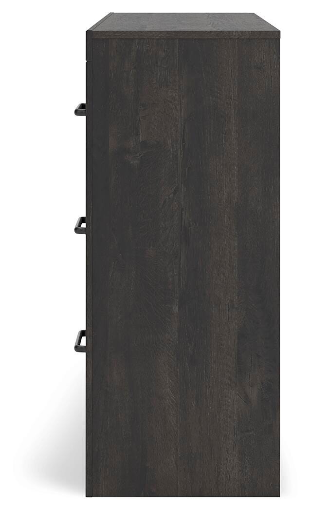 Ashley Furniture Hollivern dresser with dark wood finish and multiple drawers, showcasing a stylish storage solution for bedrooms.