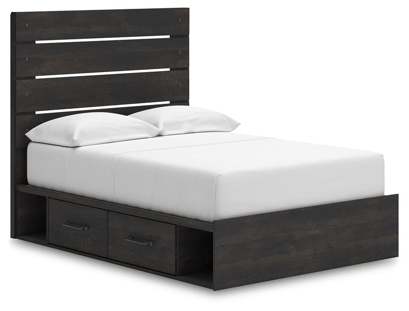 Ashley Furniture Hollivern Bed with a stylish wooden frame, angled side panels, and a modern, elegant design.