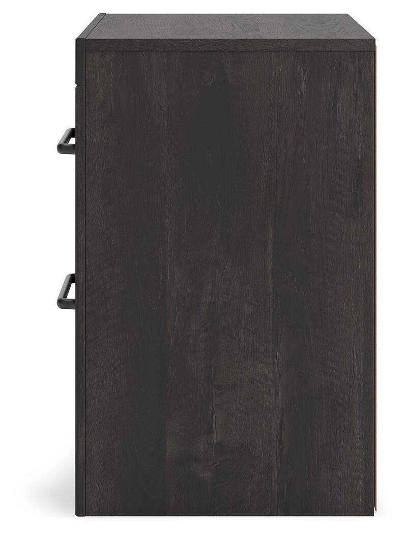 Ashley Furniture Hollivern Nightstand showing a wooden side table with a drawer and open shelf in a modern design.