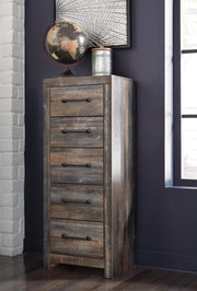 Ashley Furniture Drystan Narrow Chest with sleek wood finish and multiple drawers for stylish storage.