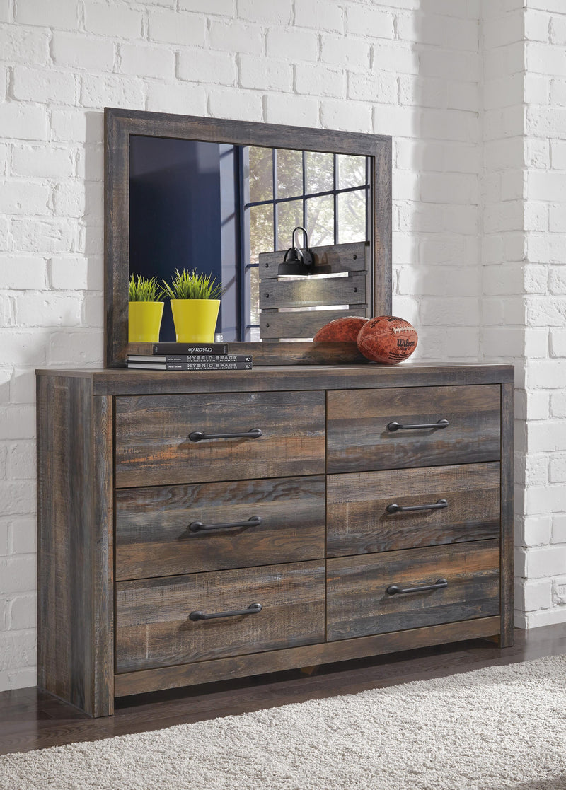 Ashley Furniture Drystan dresser with six drawers, wood finish, and modern design for bedroom storage.