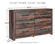 Ashley Furniture Drystan dresser with multiple drawers and a warm wood finish, showcasing a modern bedroom storage piece.