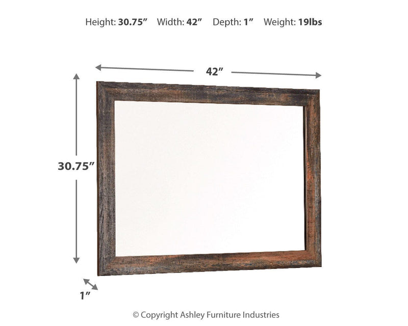Ashley Furniture Drystan bedroom mirror with a large rectangular frame, showcasing a modern design with a sleek wood finish.