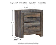 Ashley Furniture Drystan nightstand with a warm wood finish, featuring a single drawer and open shelf for bedroom storage.
