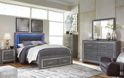 Ashley Furniture Lodanna bedroom set featuring a bed frame, matching nightstands, and dresser with modern design and wood finish.