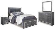 Ashley Furniture Lodanna bedroom set featuring a bed frame, nightstands, and dresser with elegant wood finish and modern design.