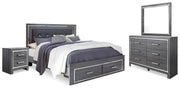 Ashley Furniture Lodanna bedroom set includes a bed, nightstands, and dresser with elegant wood finish and modern design.