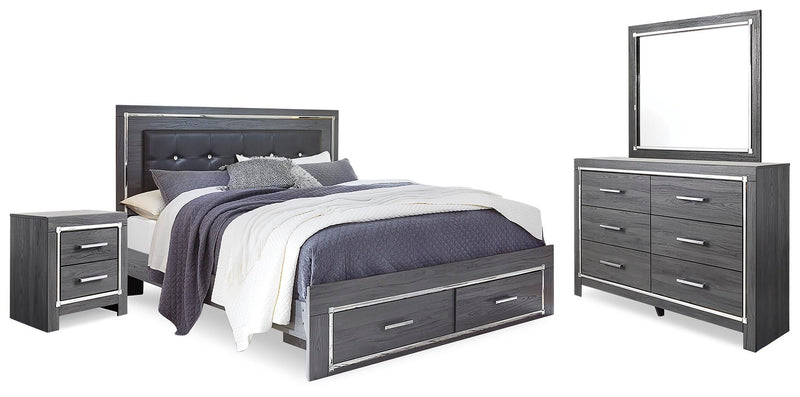 Ashley Furniture Lodanna bedroom set includes a bed, nightstands, and dresser with elegant wood finish and modern design.