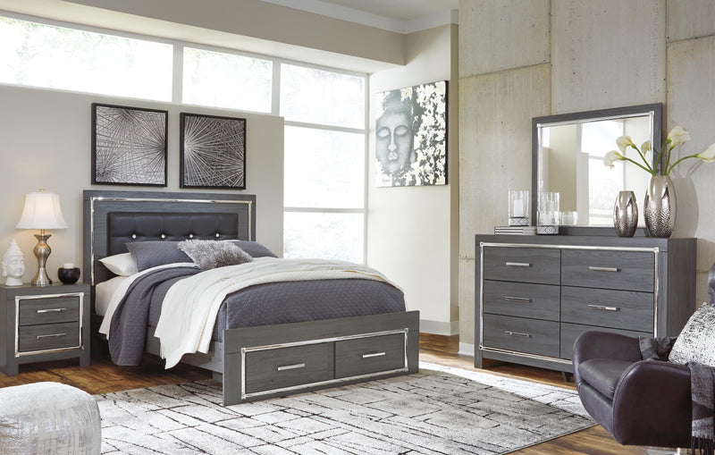 Ashley Furniture Lodanna bedroom set with a bed, dresser, and nightstands in a modern design, shown in a well-lit bedroom setting.
