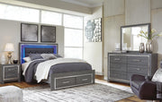 Ashley Furniture Lodanna bedroom set featuring a bed frame, nightstands, and dresser with modern wood finish and stylish hardware.