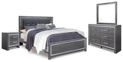 Ashley Furniture Lodanna bedroom set featuring a bed with a upholstered headboard and matching nightstands in a modern design.