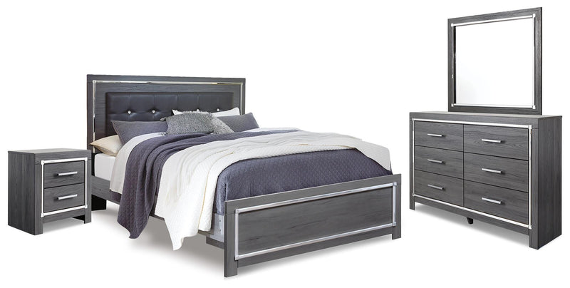 Ashley Furniture Lodanna bedroom set featuring a bed with a upholstered headboard and matching nightstands in a modern design.
