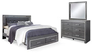 Ashley Furniture Lodanna bedroom set with a modern bed frame, matching nightstands, dresser, and mirror in a stylish bedroom scene