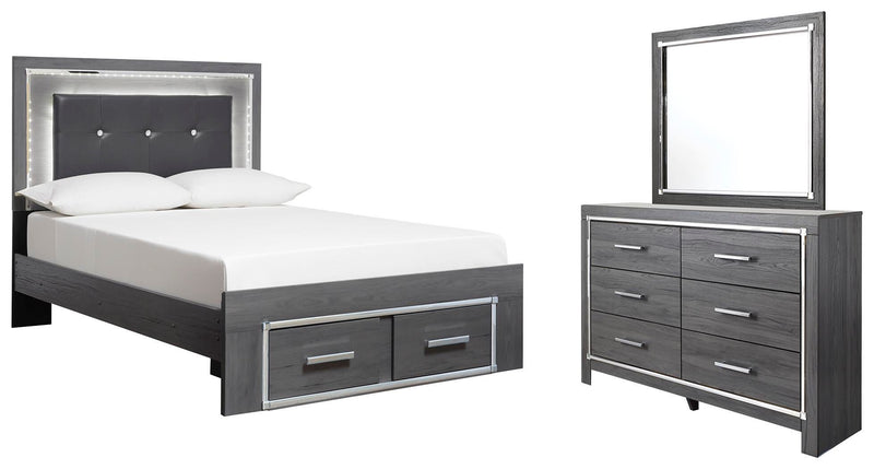 Ashley Furniture Lodanna bedroom set, including bed frame, nightstands, and dresser, with elegant wood finish and classic design.