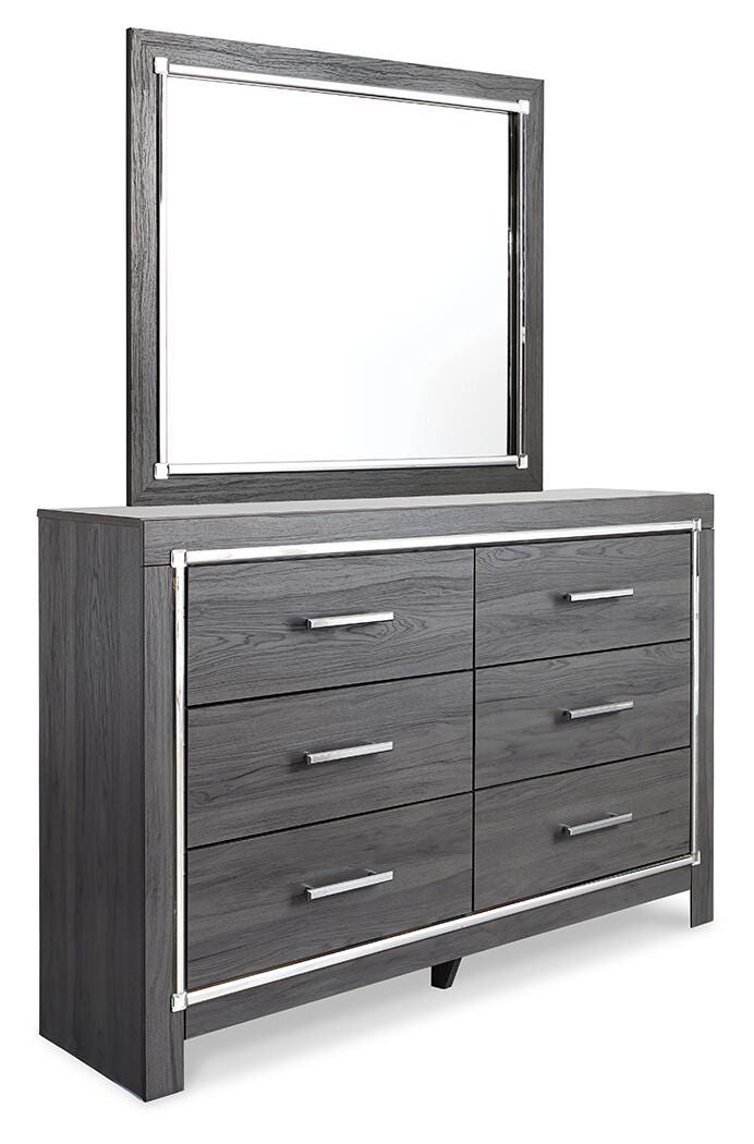 Ashley Furniture Lodanna bedroom set with a stylish bed, nightstands, and dresser, shown from an angled view in a cozy bedroom setting.