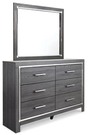 Ashley Furniture Lodanna bedroom set with a modern bed frame and matching nightstands, shown from an angled side view.