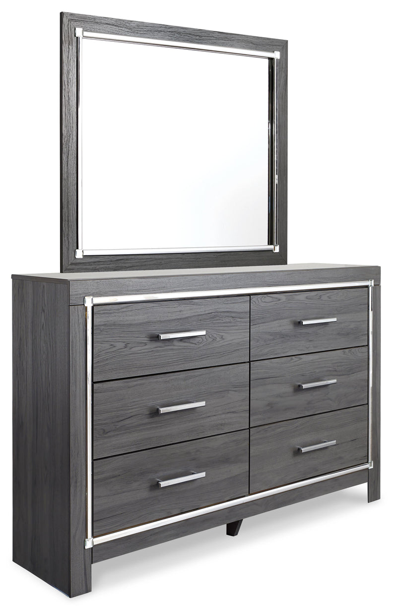 Ashley Furniture Lodanna bedroom set with a modern bed frame and matching nightstands, shown from an angled side view.