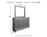 Ashley Furniture Lodanna bedroom set includes a bed, nightstands, and dresser with elegant wood finish and classic design.