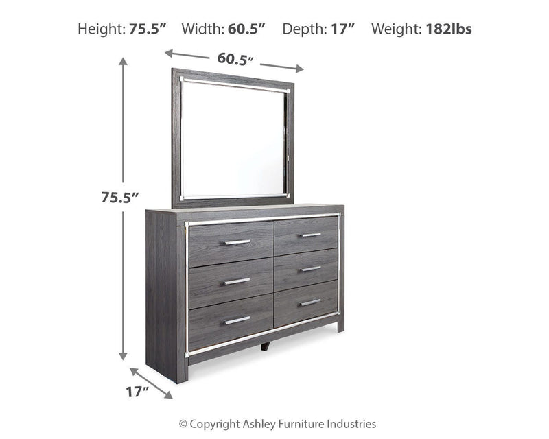 Ashley Furniture Lodanna bedroom set includes a bed, nightstands, and dresser with elegant wood finish and classic design.