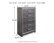Ashley Furniture Lodanna bedroom set with a bed, nightstands, and dresser in a modern, elegant bedroom design.