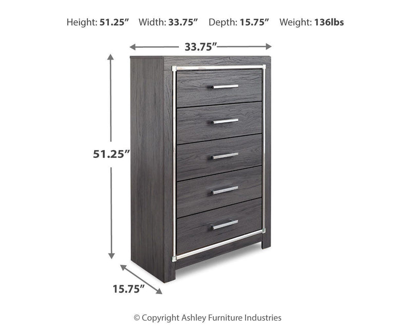 Ashley Furniture Lodanna bedroom set with a bed, nightstands, and dresser in a modern, elegant bedroom design.
