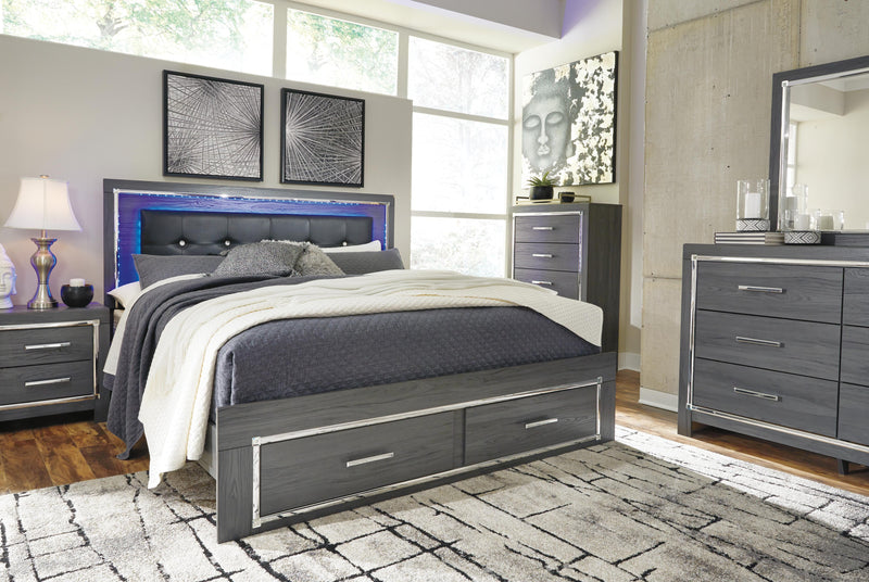 Ashley Furniture Lodanna Bed with two storage drawers, modern design, featuring a sturdy frame and sleek finish.
