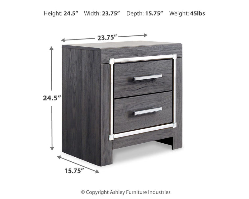 Ashley Furniture Lodanna bedroom set with a queen-sized bed, matching nightstands, and a dresser in a classic wood finish.