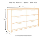 Baystorm dresser by Ashley Furniture featuring a modern design with multiple drawers and a sleek wood finish.
