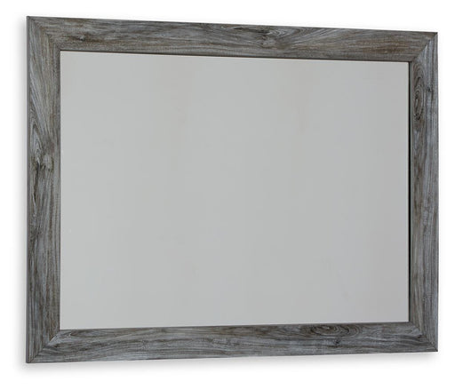 Ashley Furniture Baystorm bedroom mirror, angled view showing sleek frame and reflective glass for a modern bedroom decor look.