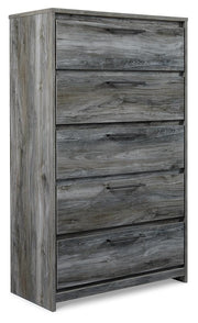Ashley Furniture Baystorm chest of drawers showing a modern wooden storage chest with multiple drawers and sleek design.