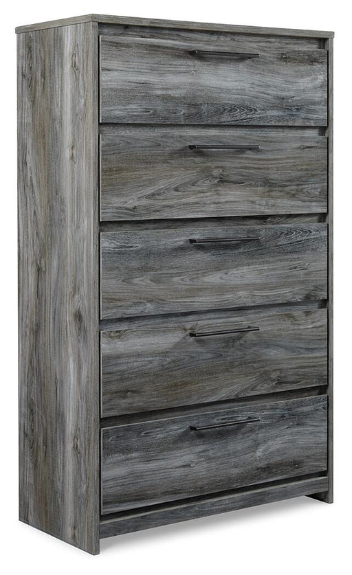 Ashley Furniture Baystorm chest of drawers showing a modern wooden storage chest with multiple drawers and sleek design.