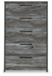Ashley Furniture Baystorm chest of drawers featuring a sleek, modern design with multiple drawers and a dark wood finish.